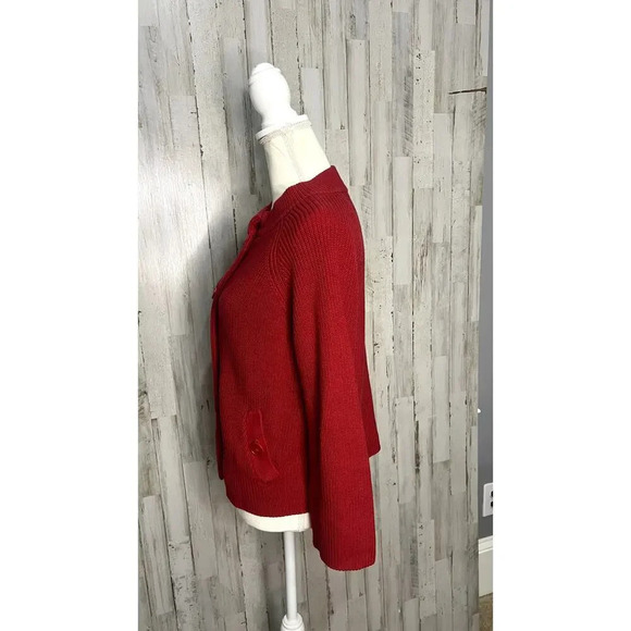 Talbots Women's Petite Size Small Red Button Front Cardigan Sweater - Picture 4 of 5